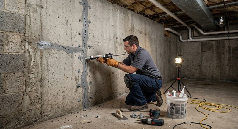 Basement Crack Repair in Amesbury, MA