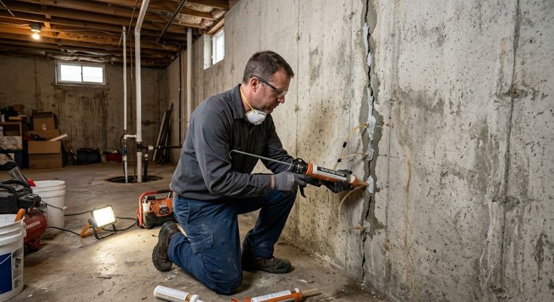 Basement Crack Repair in Amesbury, MA