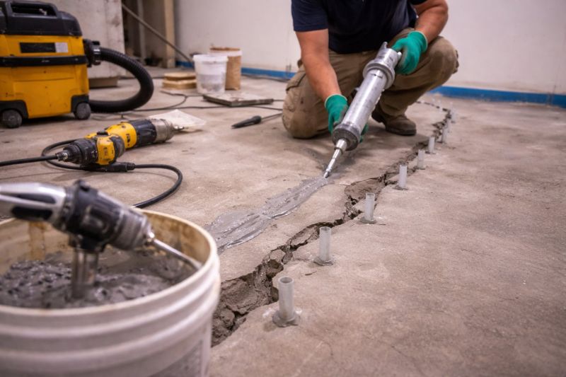 Cracked Basement Floor Repair in Amesbury, MA