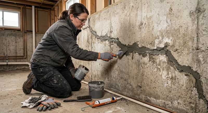 Cracked Basement Floor Repair in Amesbury, MA