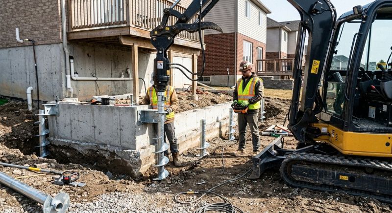 Helical Piers Installation in Amesbury, MA