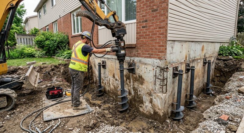 Helical Piers Installation in Amesbury, MA