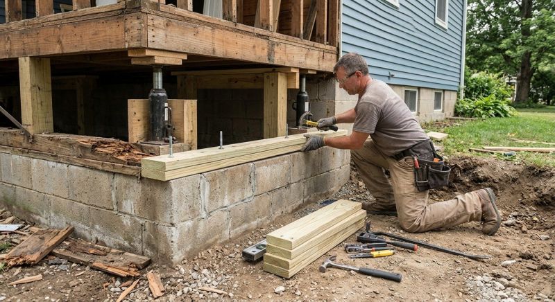 Sinking Foundation Repair in Sandown, NH